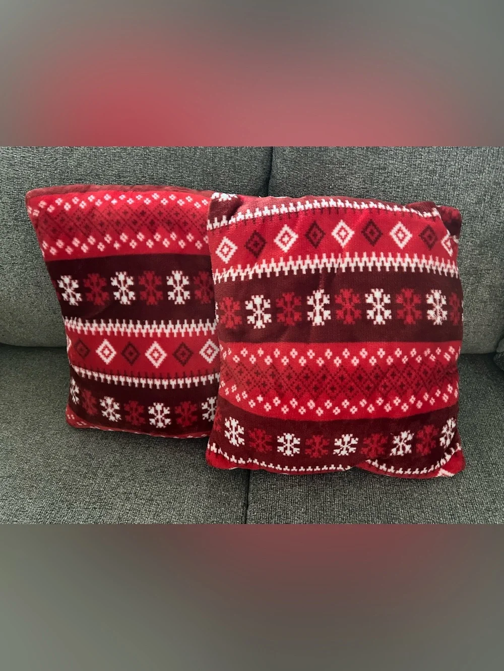 The Big One Red, White and Burgundy Holiday Pattern Throw Pillows
